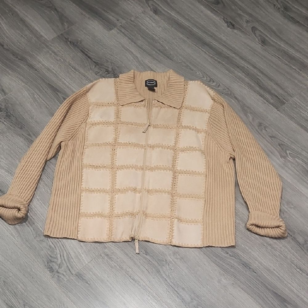 Vintage Leather & Knit Jacket Sweater